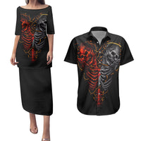Skull Couples Matching Puletasi Dress and Hawaiian Shirt Devil And Angel Twin Skull - Wonder Print Shop