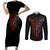 Skull Couples Matching Short Sleeve Bodycon Dress and Long Sleeve Button Shirts Devil And Angel Twin Skull - Wonder Print Shop