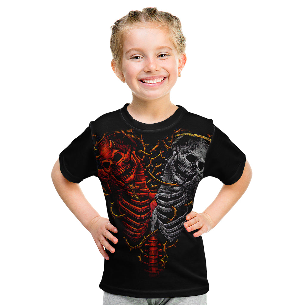 Skull Kid T Shirt Devil And Angel Twin Skull - Wonder Print Shop