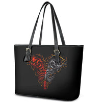 Skull Leather Tote Bag Devil And Angel Twin Skull - Wonder Print Shop
