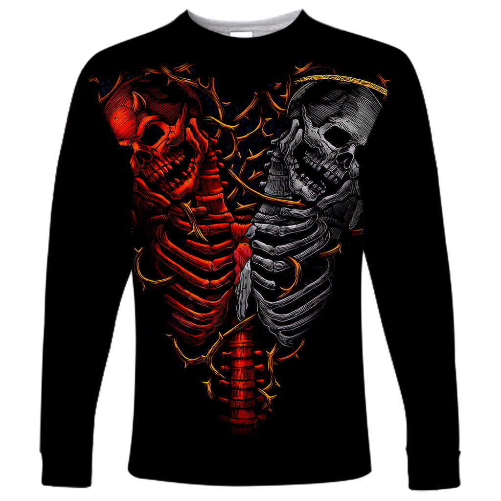 Skull Long Sleeve Shirt Devil And Angel Twin Skull - Wonder Print Shop