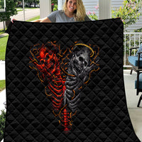 Skull Quilt Devil And Angel Twin Skull - Wonder Print Shop
