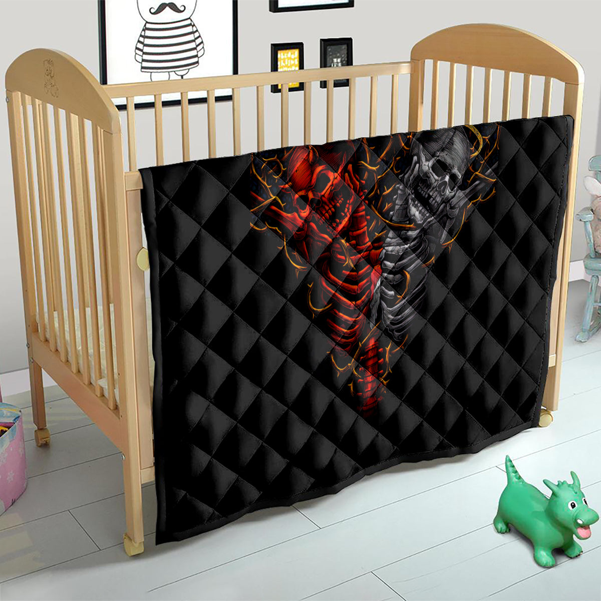 Skull Quilt Devil And Angel Twin Skull - Wonder Print Shop