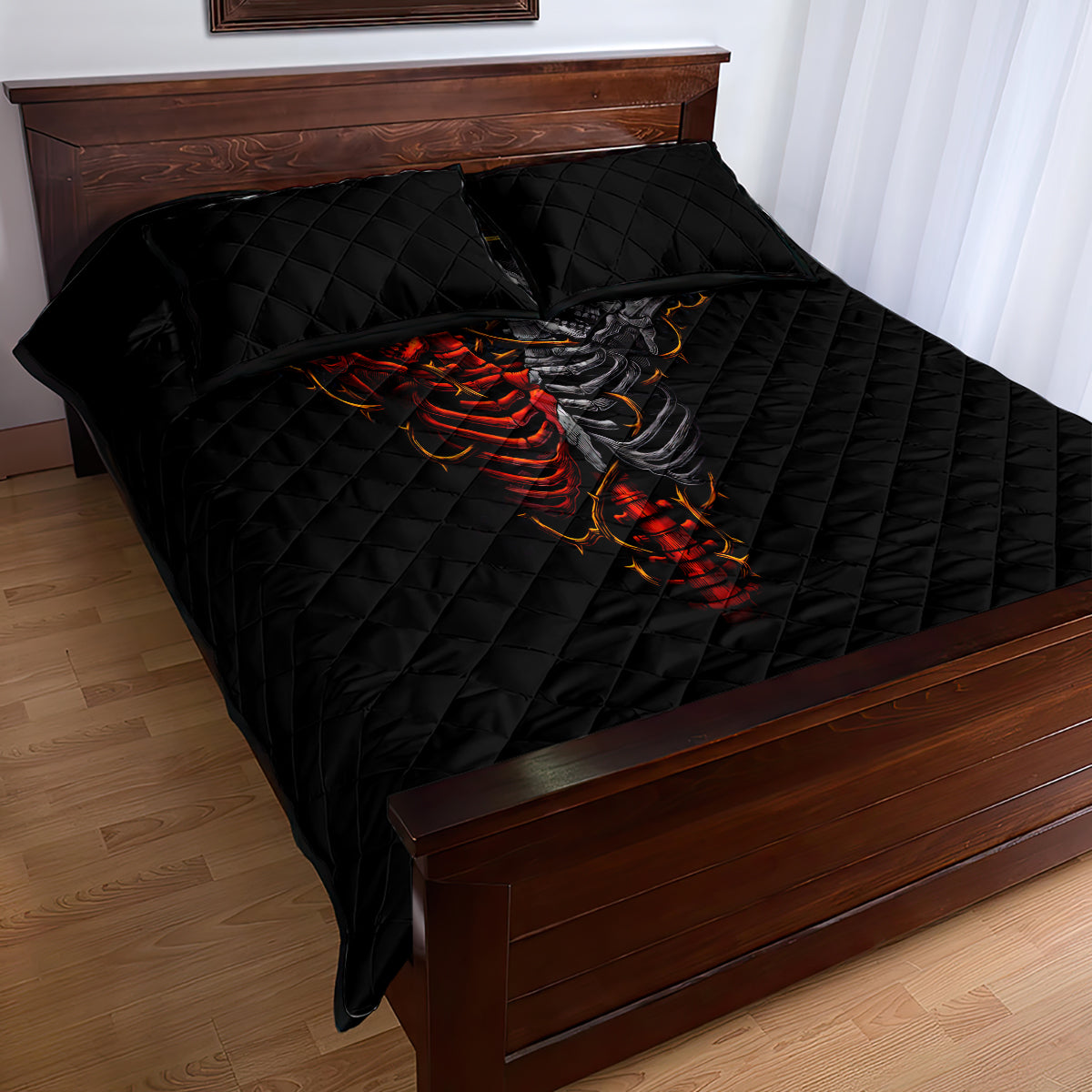 Skull Quilt Bed Set Devil And Angel Twin Skull - Wonder Print Shop