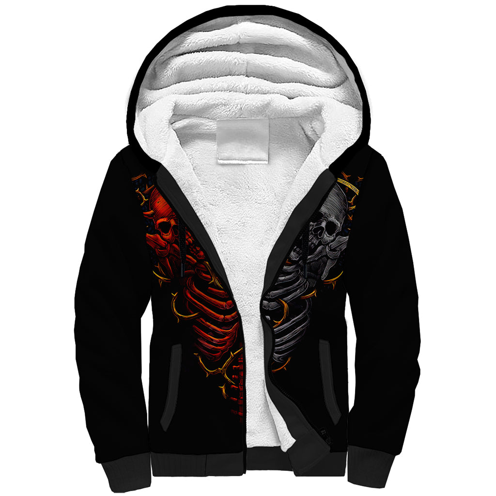 Skull Sherpa Hoodie Devil And Angel Twin Skull - Wonder Print Shop