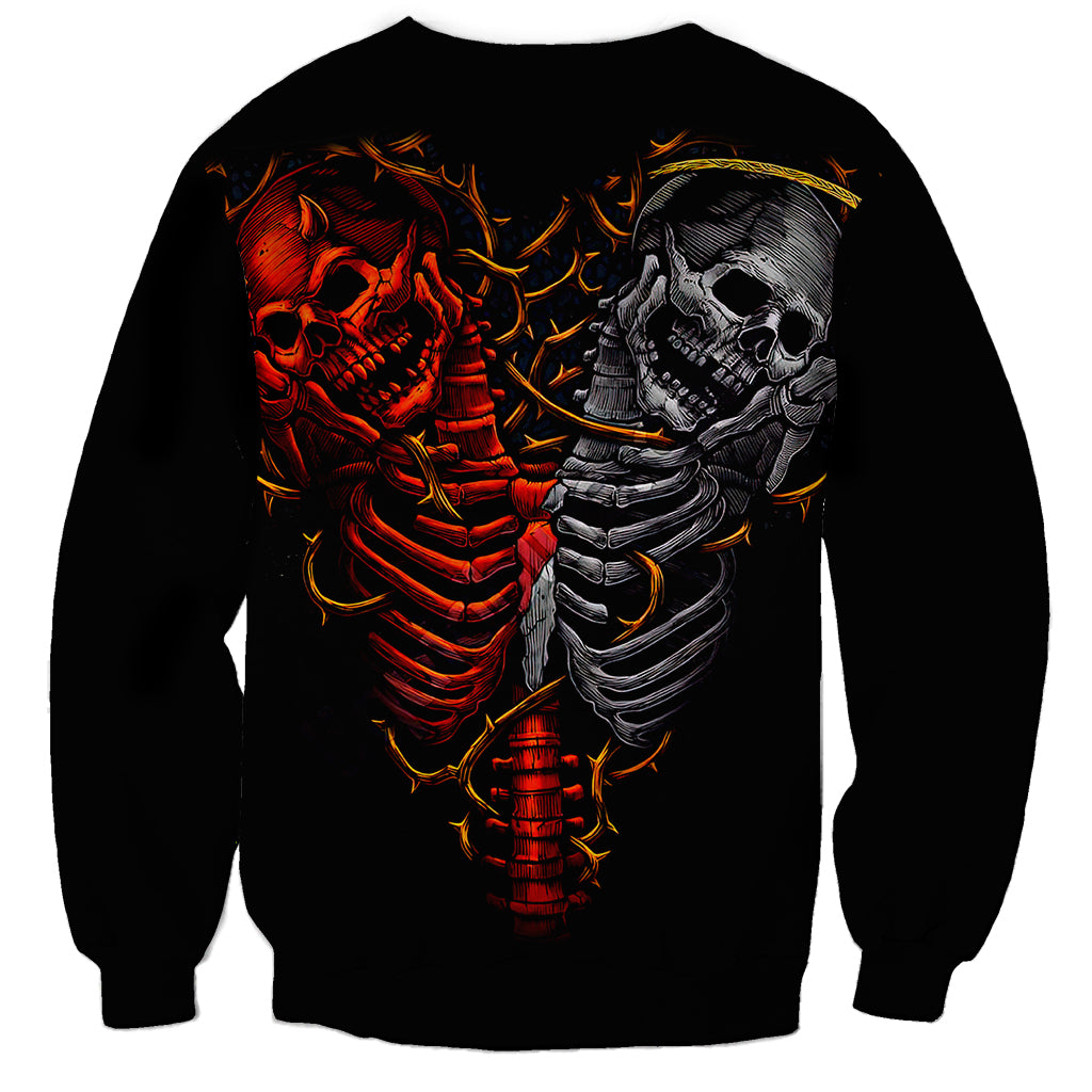 Skull Sweatshirt Devil And Angel Twin Skull - Wonder Print Shop