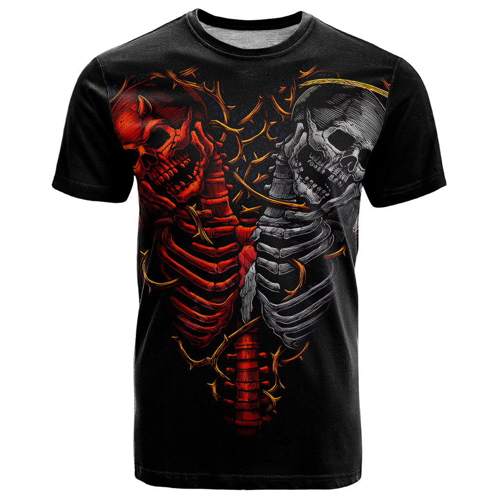 Skull T Shirt Devil And Angel Twin Skull - Wonder Print Shop