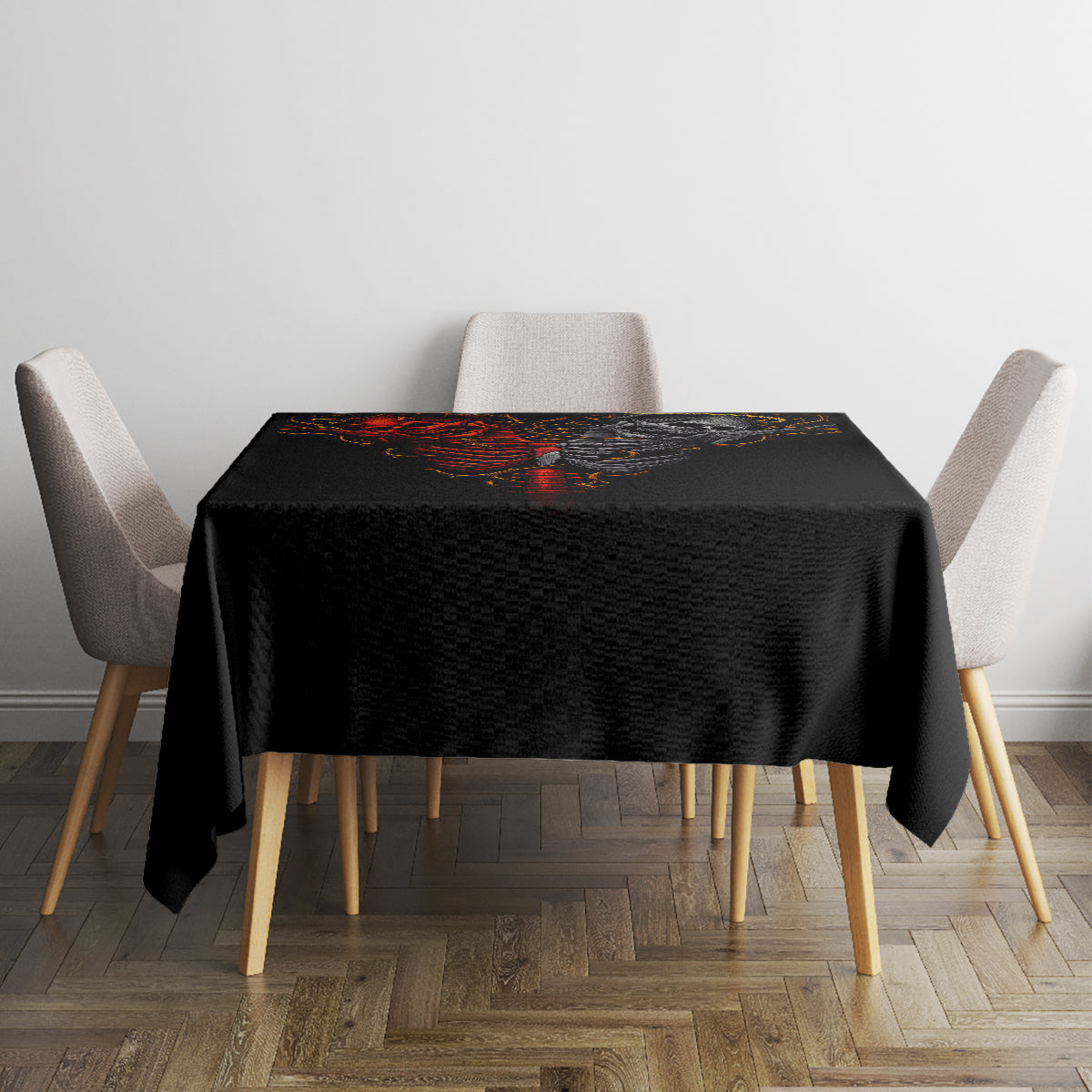 Skull Tablecloth Devil And Angel Twin Skull - Wonder Print Shop