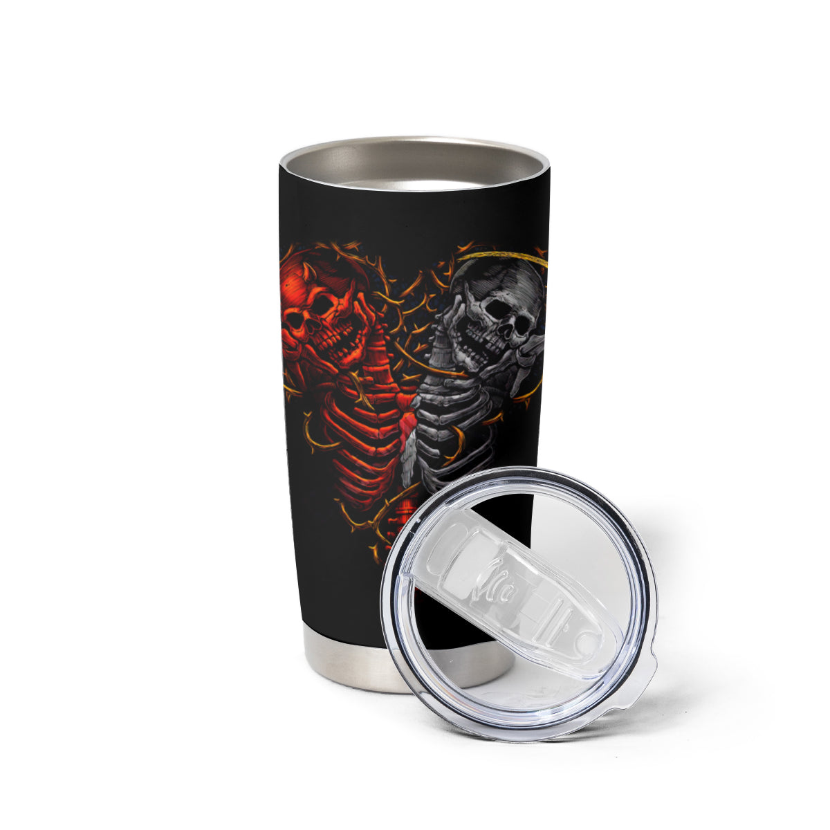 Skull Tumbler Cup Devil And Angel Twin Skull - Wonder Print Shop