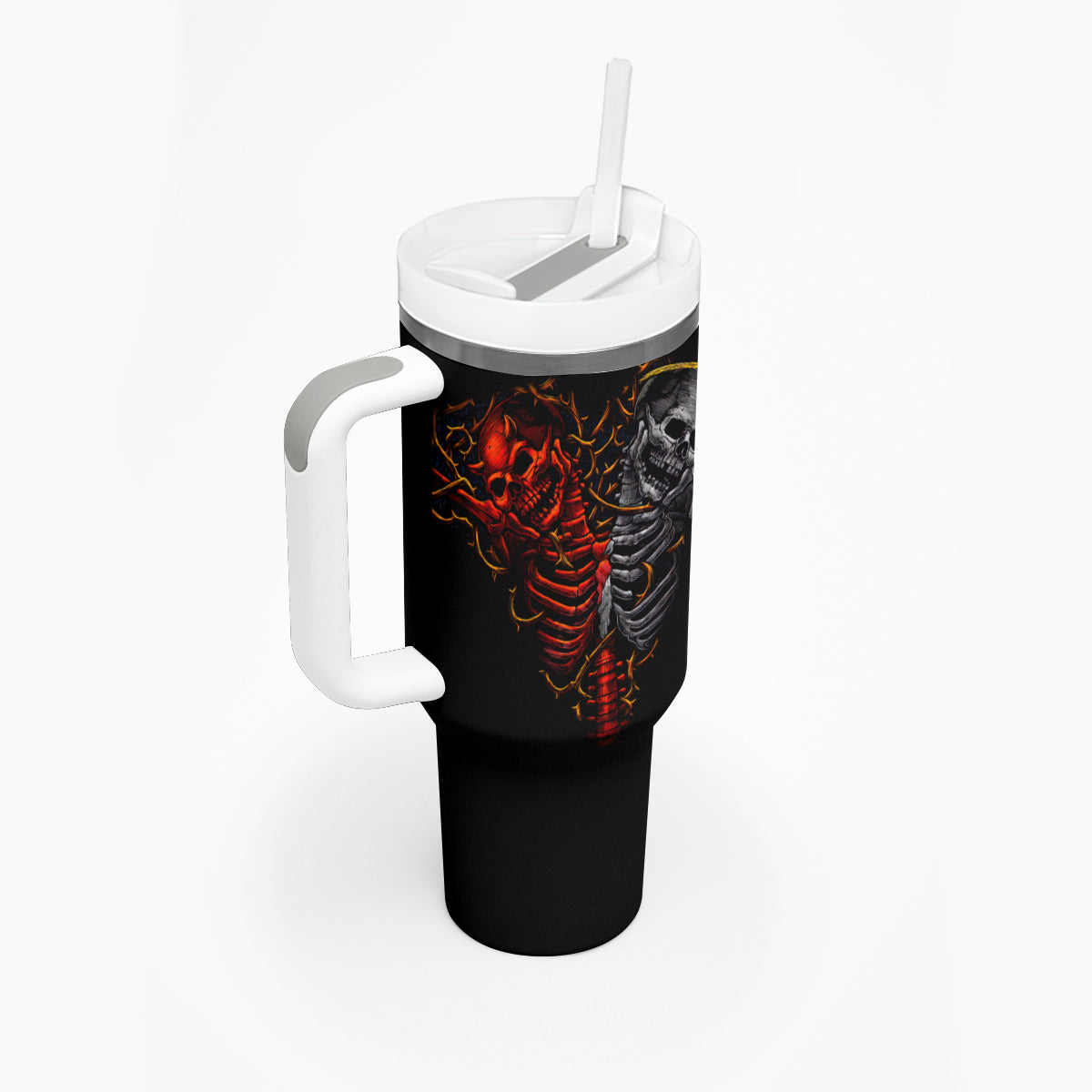 Skull Tumbler With Handle Devil And Angel Twin Skull - Wonder Print Shop