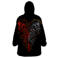Skull Wearable Blanket Hoodie Devil And Angel Twin Skull - Wonder Print Shop