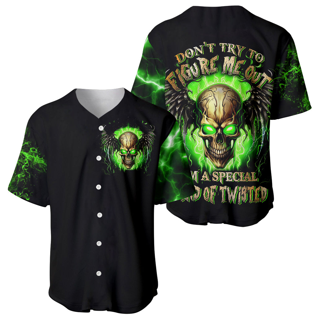 Skull Baseball Jersey Don't Try To Figured Me Out - Wonder Print Shop