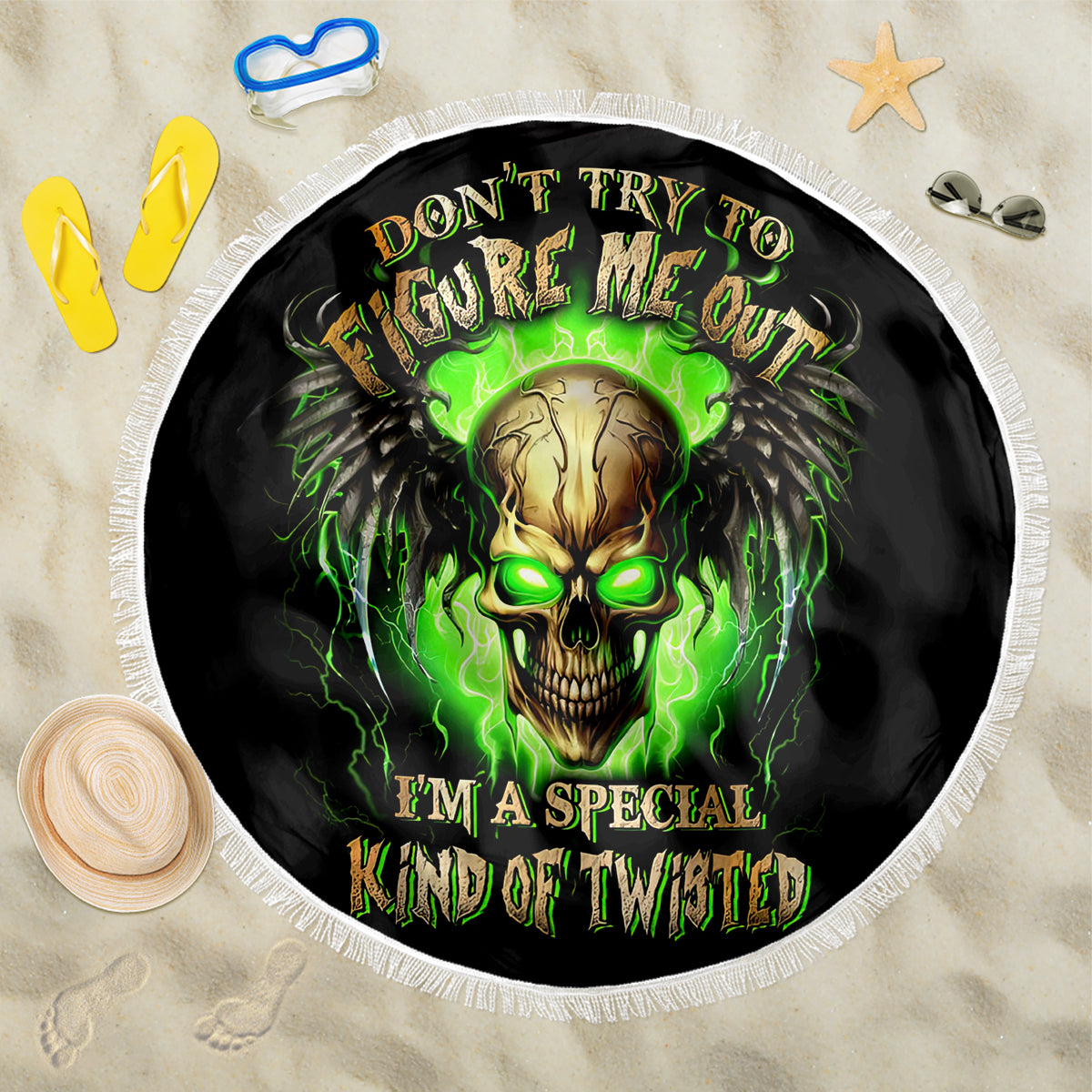 Skull Beach Blanket Don't Try To Figured Me Out - Wonder Print Shop