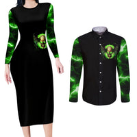 Skull Couples Matching Long Sleeve Bodycon Dress and Long Sleeve Button Shirts Don't Try To Figured Me Out - Wonder Print Shop