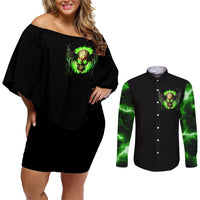 Skull Couples Matching Off Shoulder Short Dress and Long Sleeve Button Shirts Don't Try To Figured Me Out - Wonder Print Shop