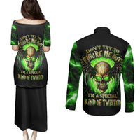 Skull Couples Matching Puletasi Dress and Long Sleeve Button Shirts Don't Try To Figured Me Out - Wonder Print Shop