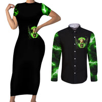 Skull Couples Matching Short Sleeve Bodycon Dress and Long Sleeve Button Shirts Don't Try To Figured Me Out - Wonder Print Shop