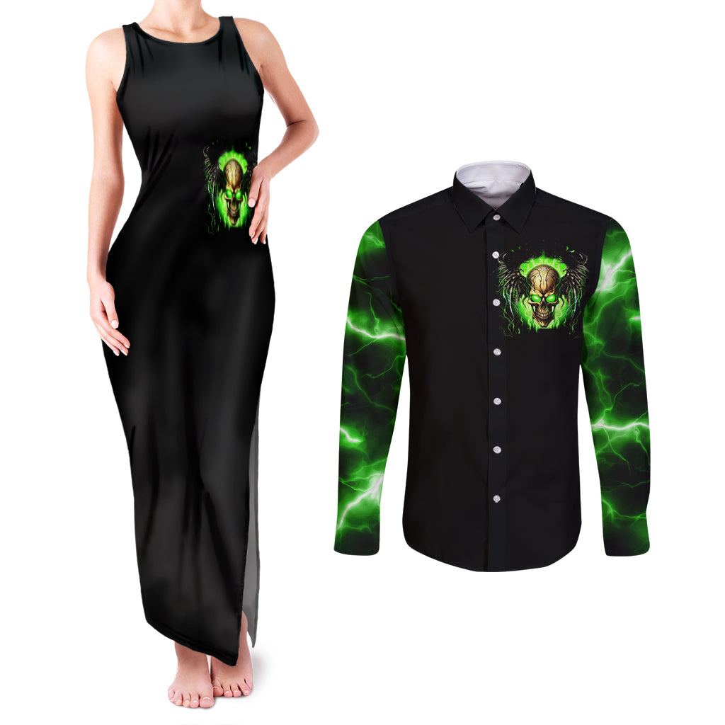 Skull Couples Matching Tank Maxi Dress and Long Sleeve Button Shirts Don't Try To Figured Me Out - Wonder Print Shop
