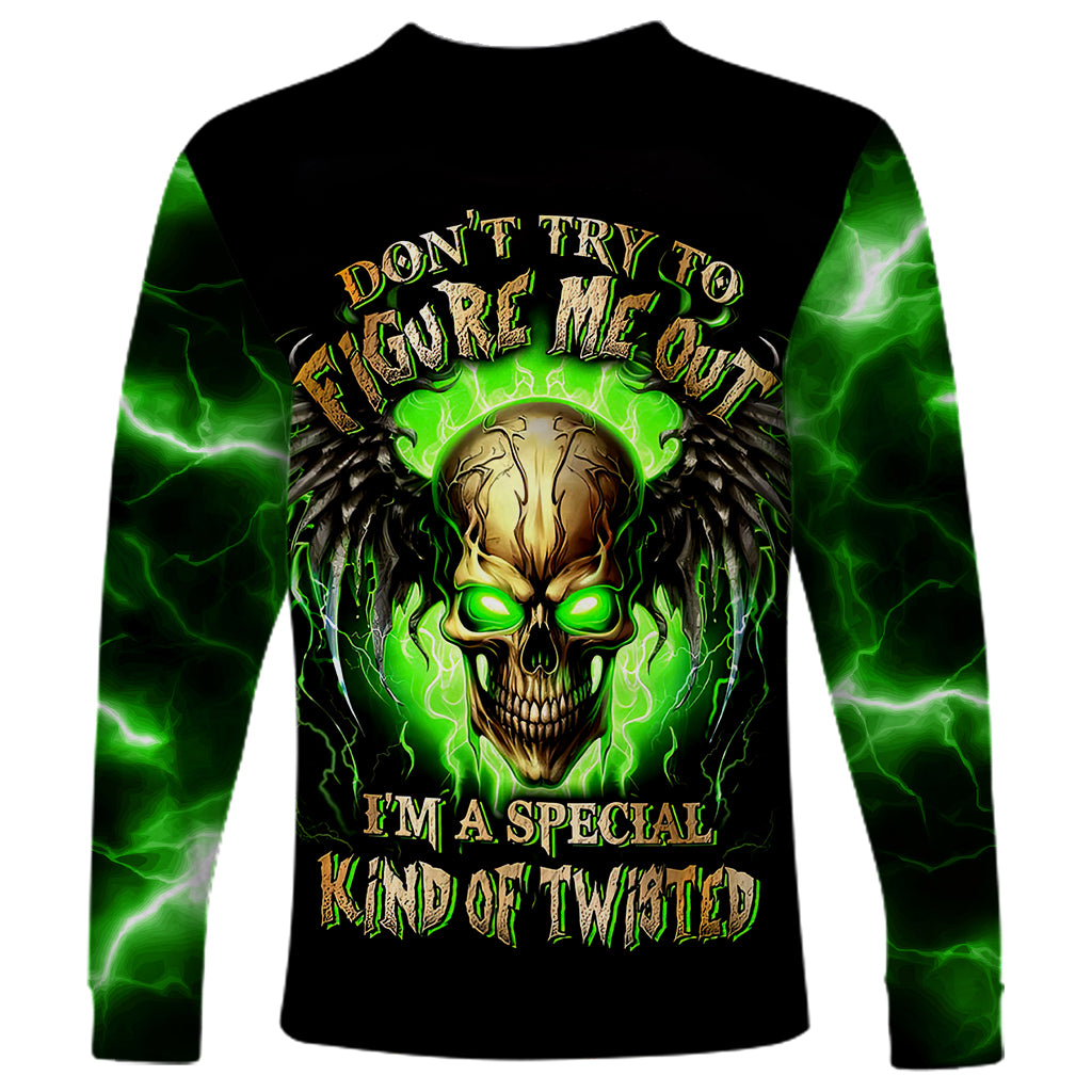 Skull Long Sleeve Shirt Don't Try To Figured Me Out - Wonder Print Shop