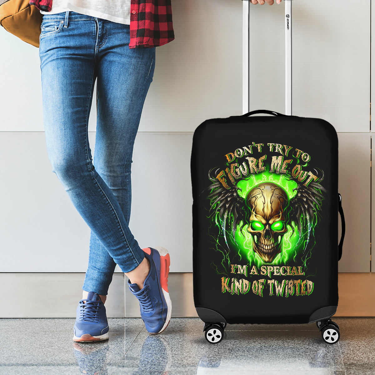 Skull Luggage Cover Don't Try To Figured Me Out - Wonder Print Shop