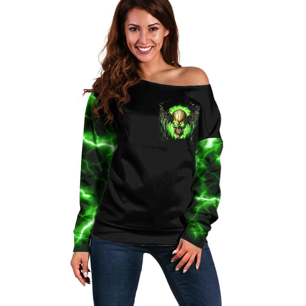 Skull Off Shoulder Sweater Don't Try To Figured Me Out - Wonder Print Shop