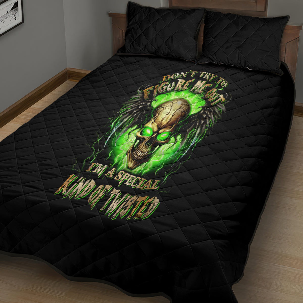 Skull Quilt Bed Set Don't Try To Figured Me Out - Wonder Print Shop