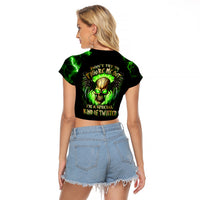 Skull Raglan Cropped T Shirt Don't Try To Figured Me Out - Wonder Print Shop