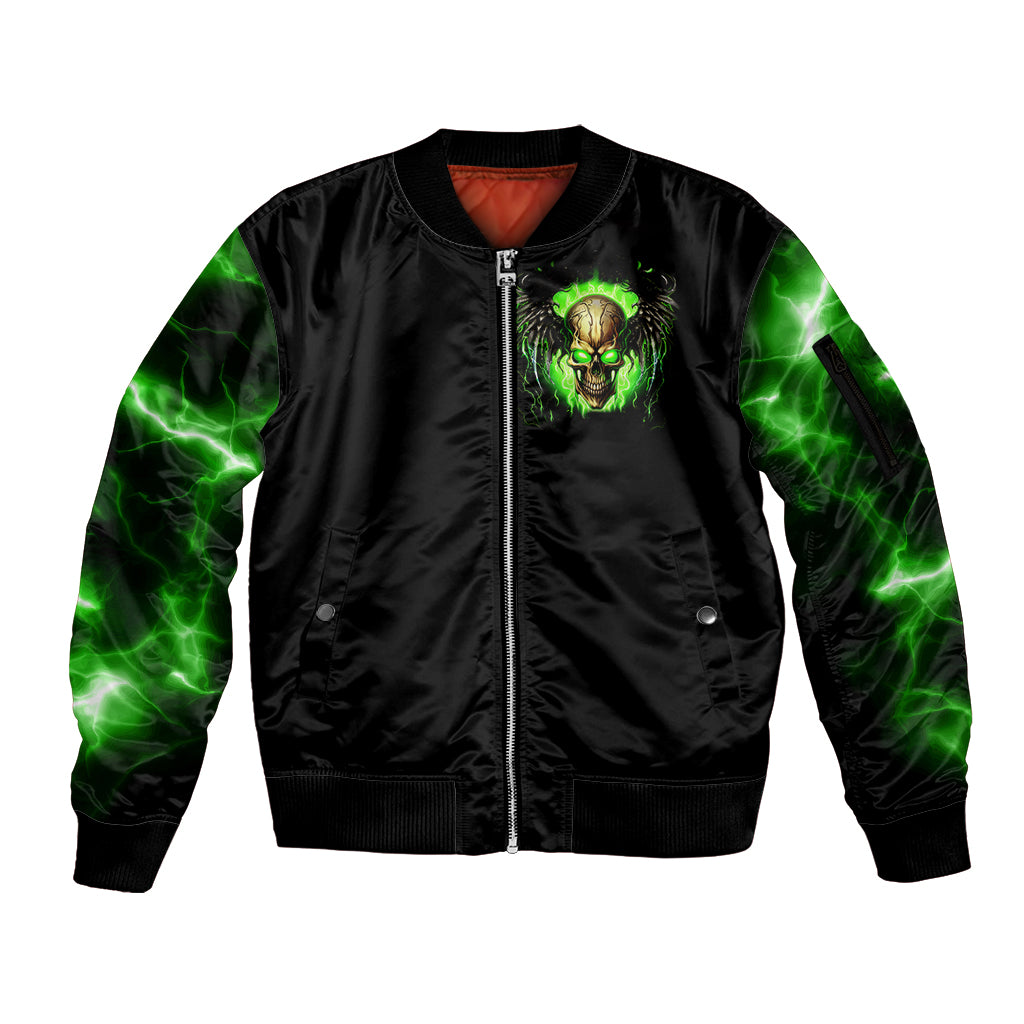 Skull Sleeve Zip Bomber Jacket Don't Try To Figured Me Out - Wonder Print Shop