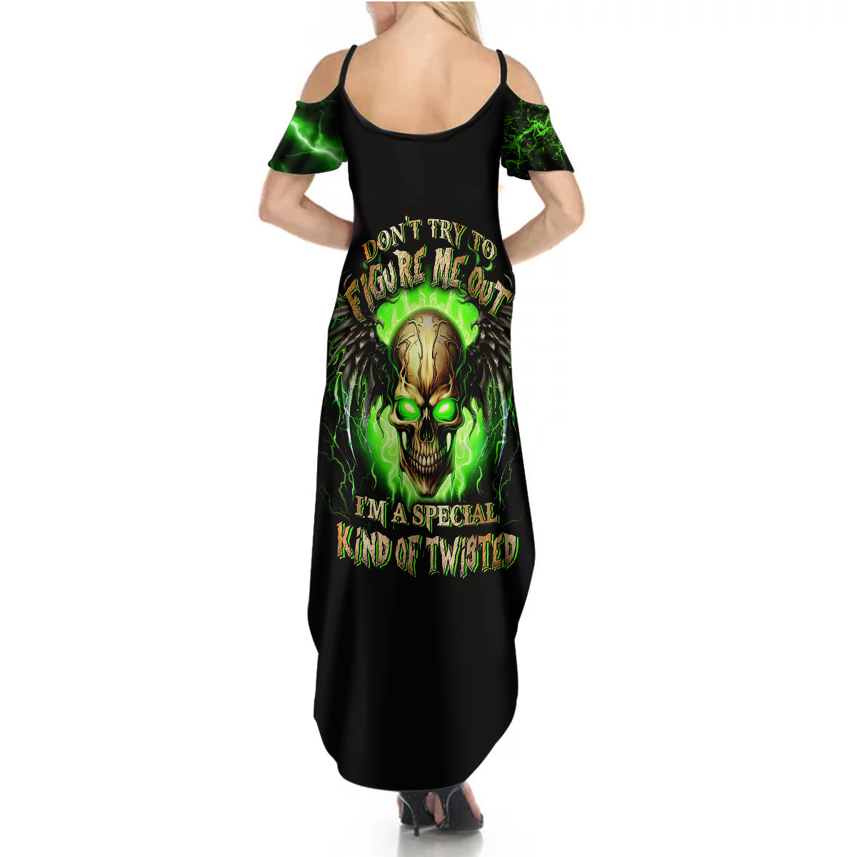 Skull Summer Maxi Dress Don't Try To Figured Me Out - Wonder Print Shop