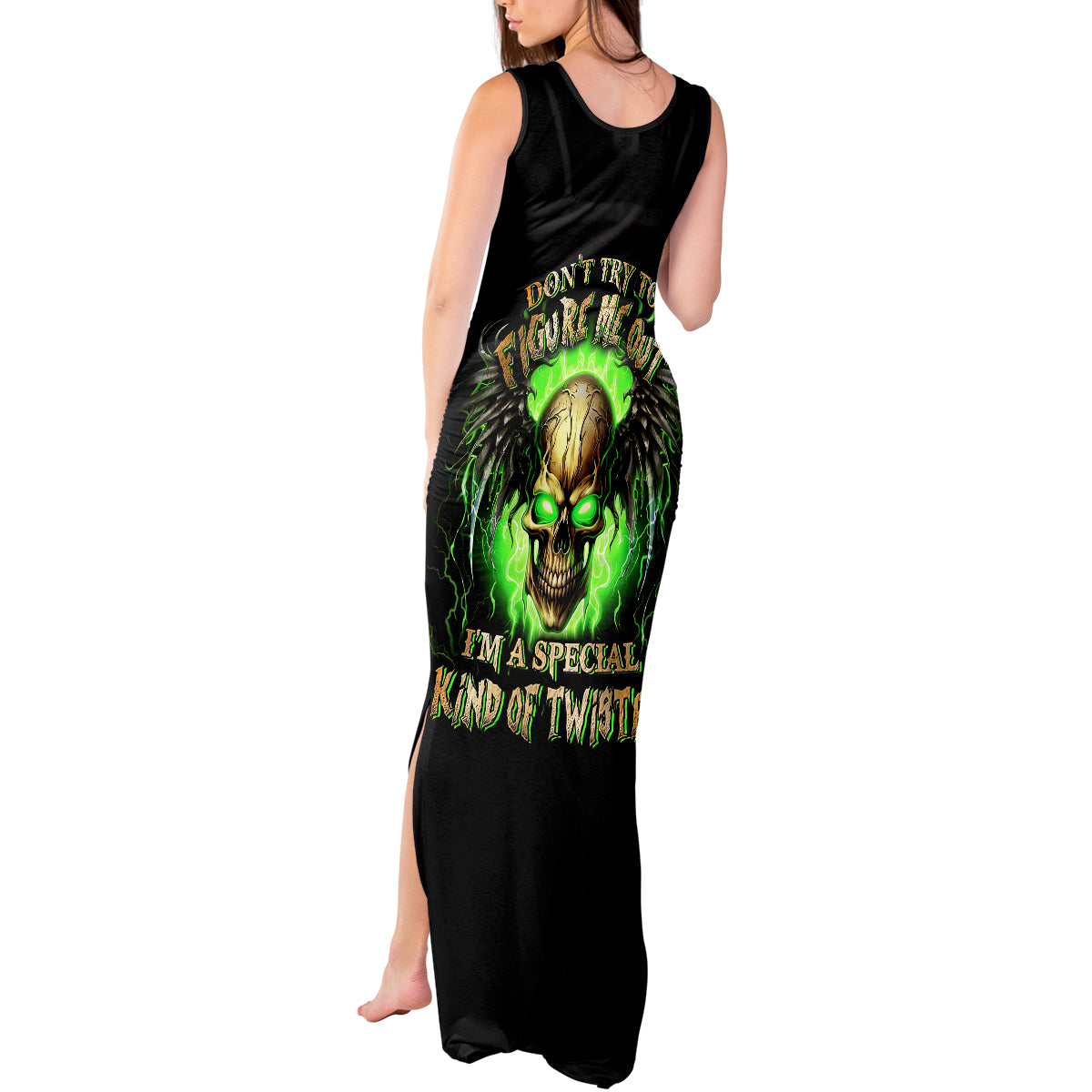 Skull Tank Maxi Dress Don't Try To Figured Me Out - Wonder Print Shop