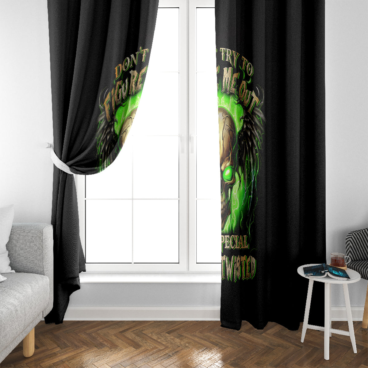 Skull Window Curtain Don't Try To Figured Me Out - Wonder Print Shop