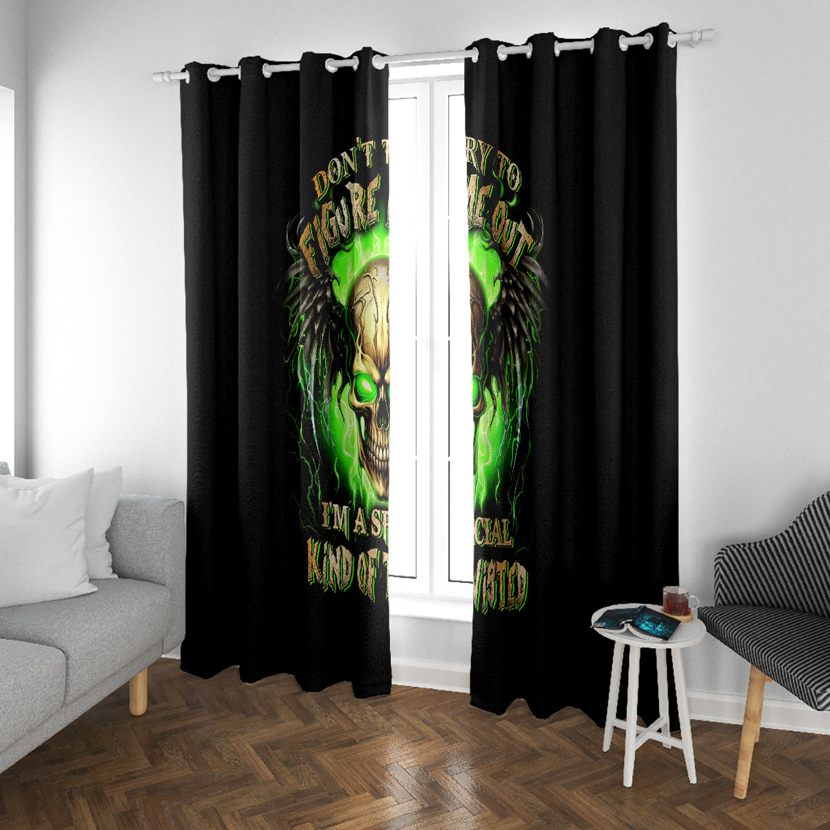 Skull Window Curtain Don't Try To Figured Me Out - Wonder Print Shop