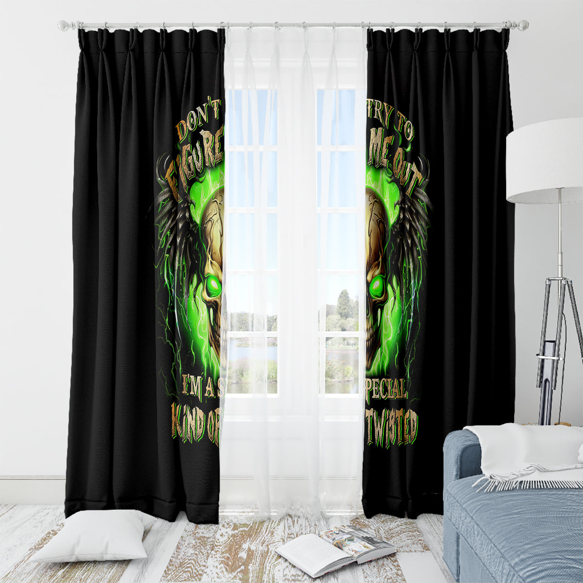 Skull Window Curtain Don't Try To Figured Me Out - Wonder Print Shop