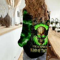 Skull Women Casual Shirt Don't Try To Figured Me Out - Wonder Print Shop