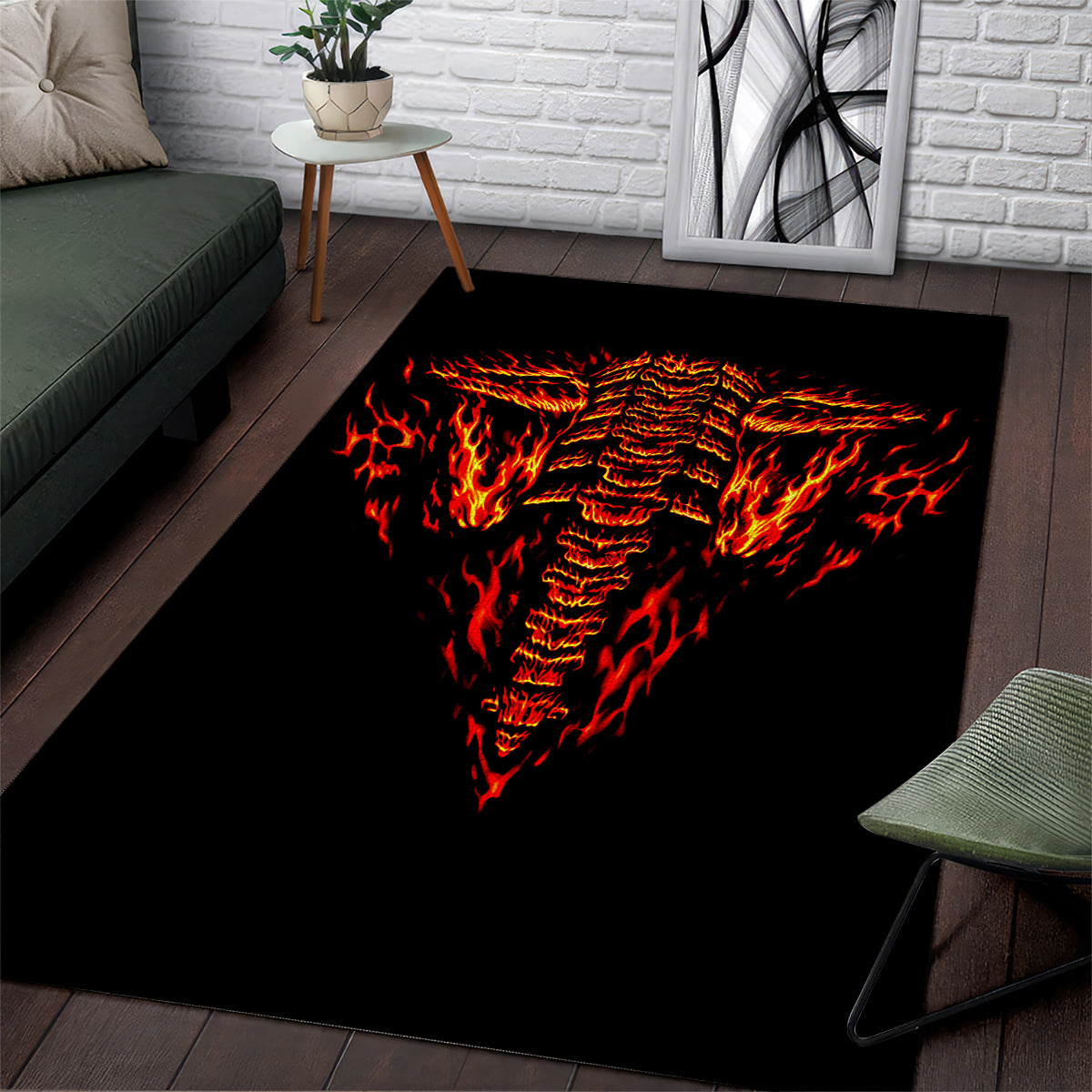 Flame Skull Area Rug SKull Face Inside Me - Wonder Print Shop