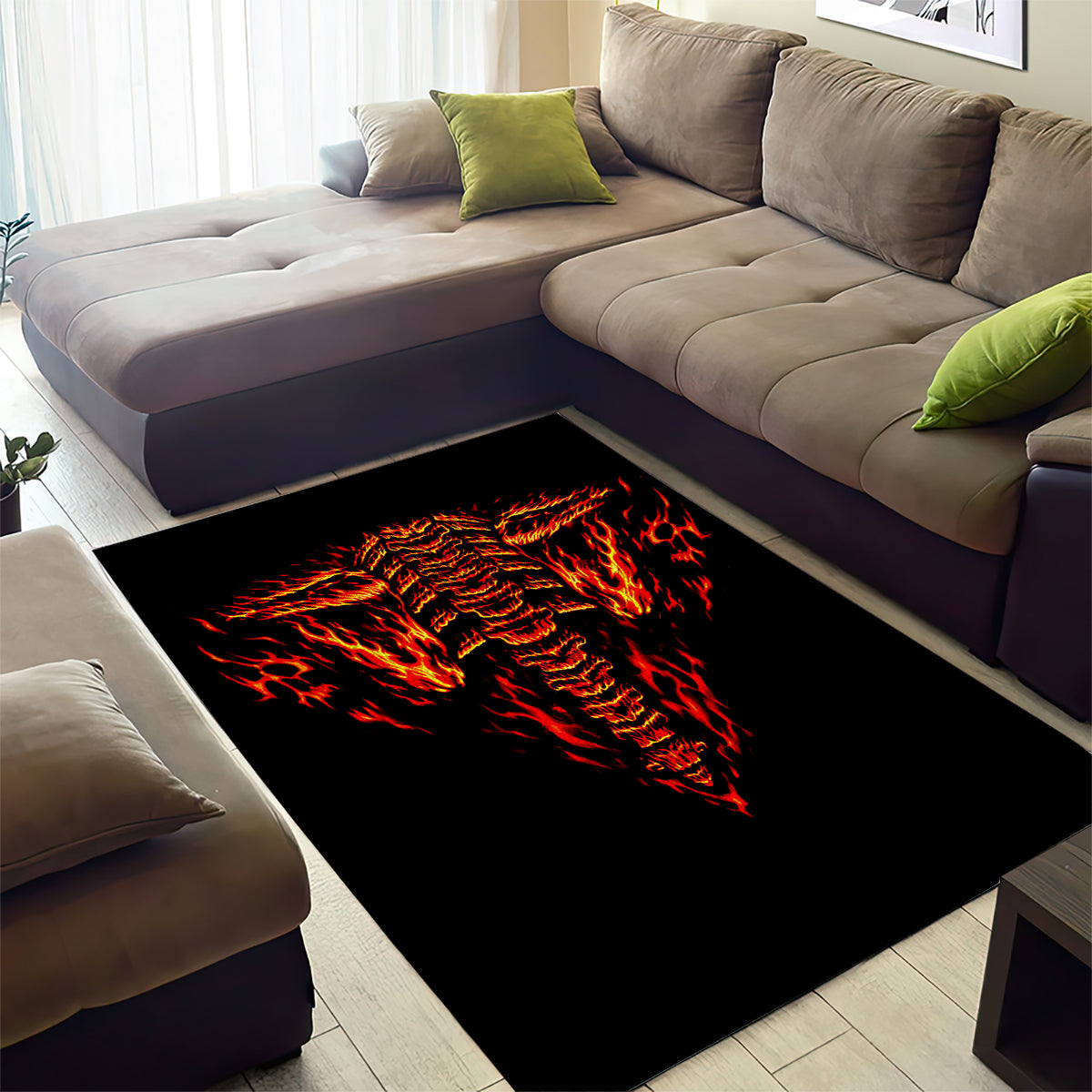 Flame Skull Area Rug SKull Face Inside Me - Wonder Print Shop