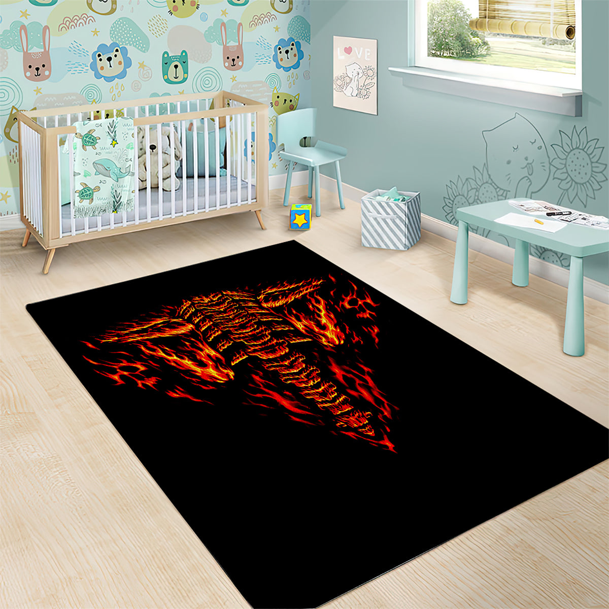 Flame Skull Area Rug SKull Face Inside Me - Wonder Print Shop