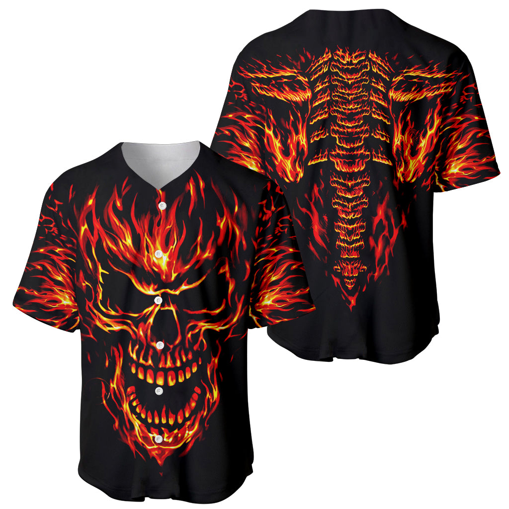 Flame Skull Baseball Jersey SKull Face Inside Me - Wonder Print Shop
