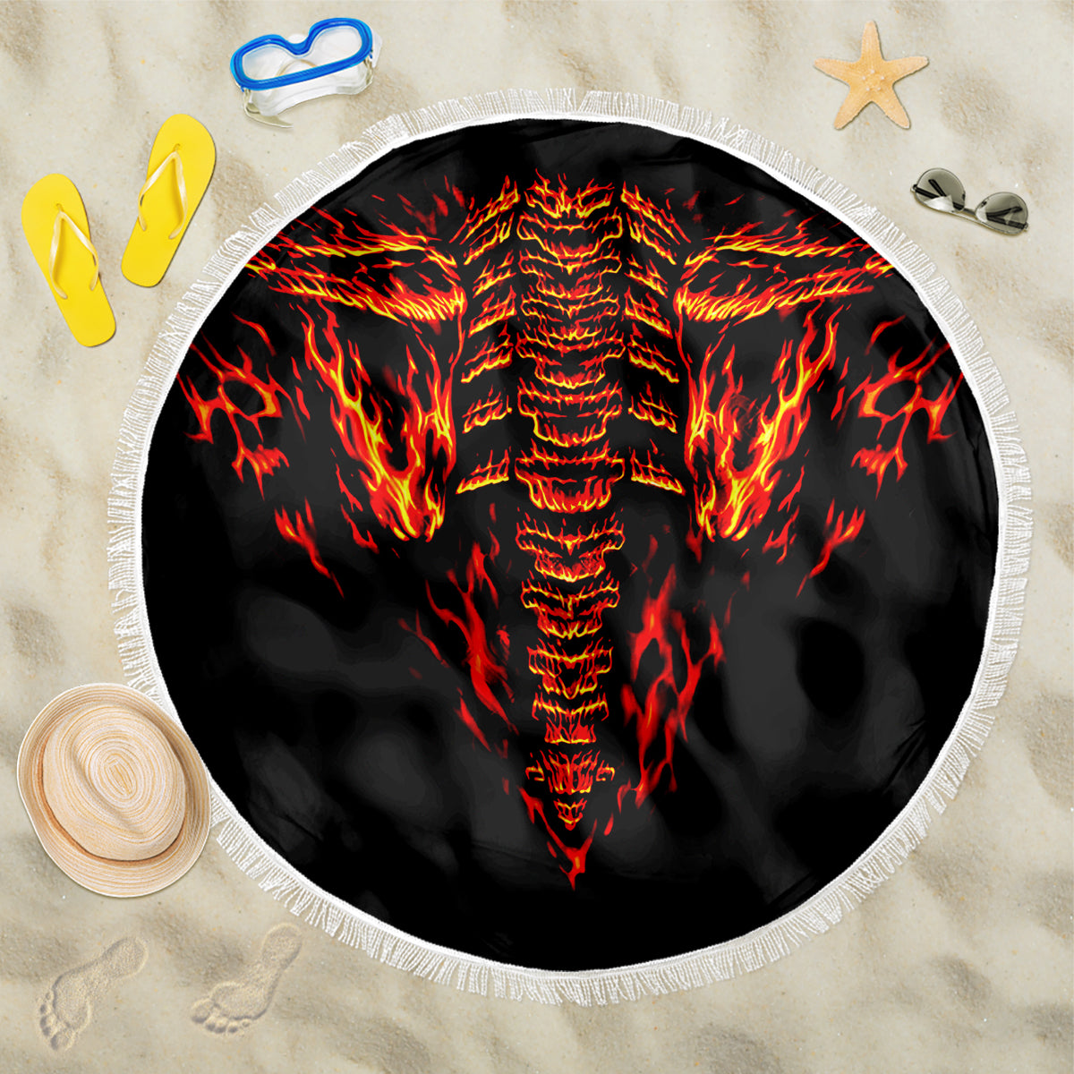 Flame Skull Beach Blanket SKull Face Inside Me - Wonder Print Shop