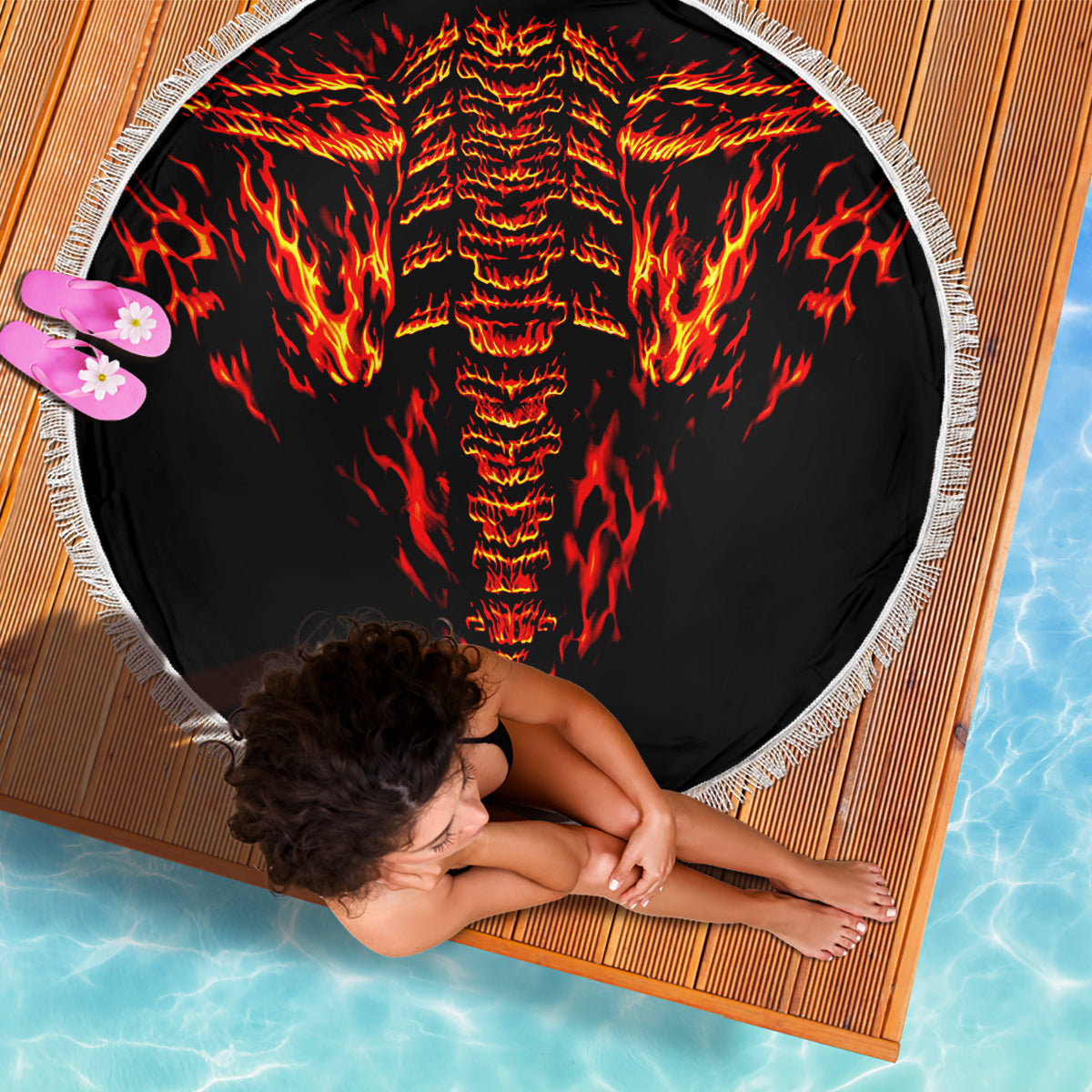 Flame Skull Beach Blanket SKull Face Inside Me - Wonder Print Shop