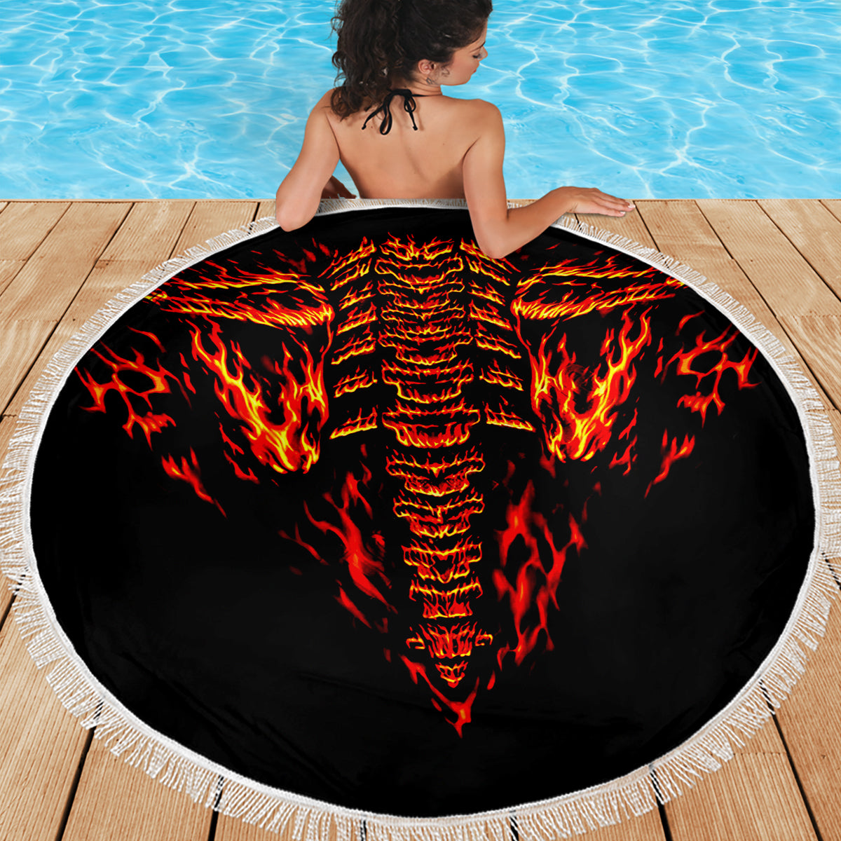 Flame Skull Beach Blanket SKull Face Inside Me - Wonder Print Shop