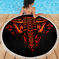 Flame Skull Beach Blanket SKull Face Inside Me - Wonder Print Shop