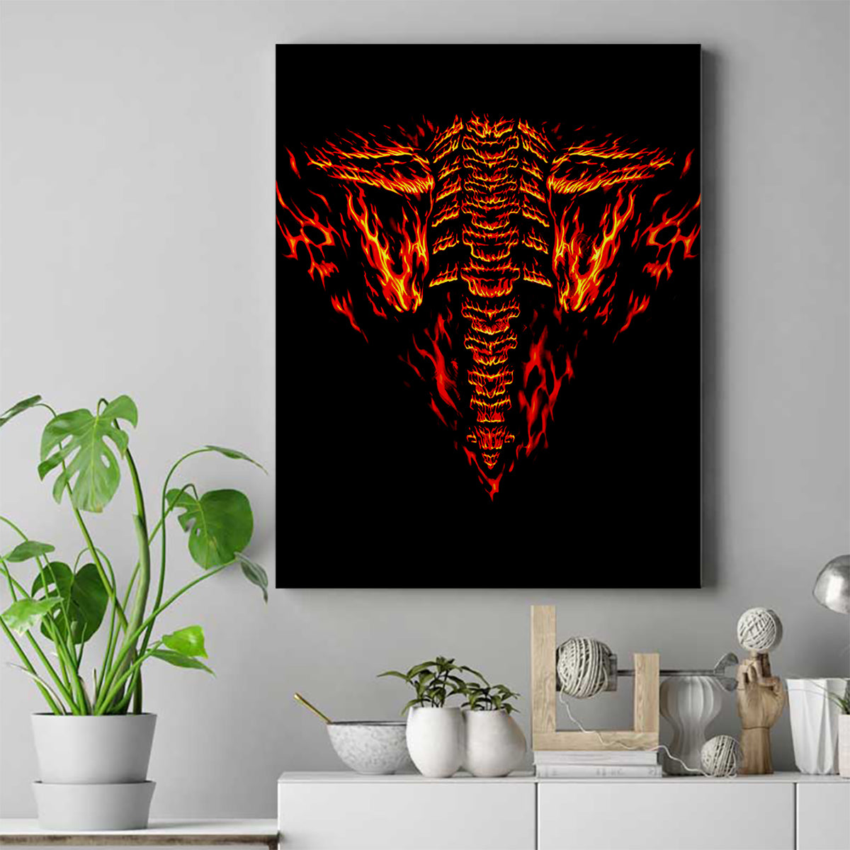 Flame Skull Canvas Wall Art SKull Face Inside Me - Wonder Print Shop