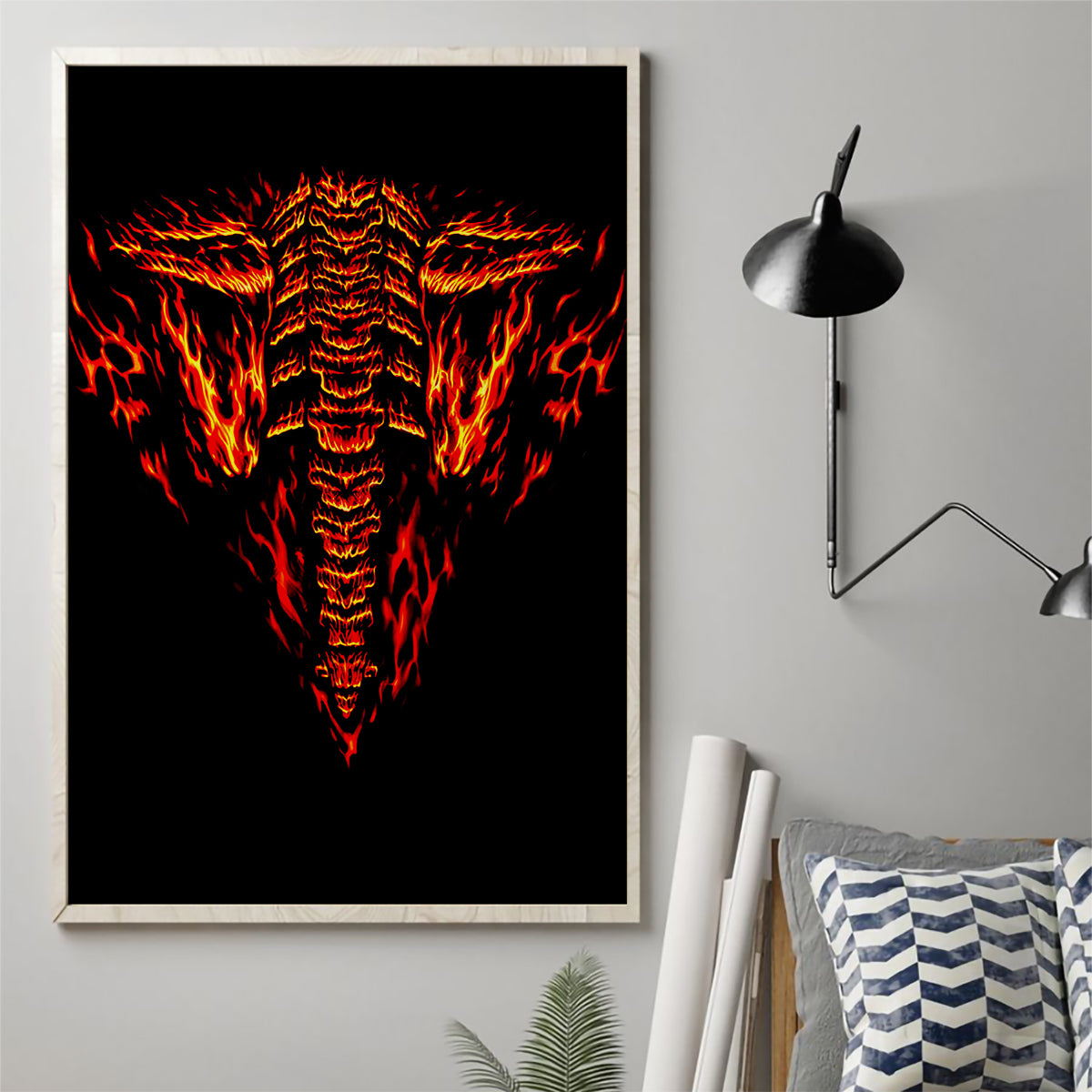 Flame Skull Canvas Wall Art SKull Face Inside Me - Wonder Print Shop
