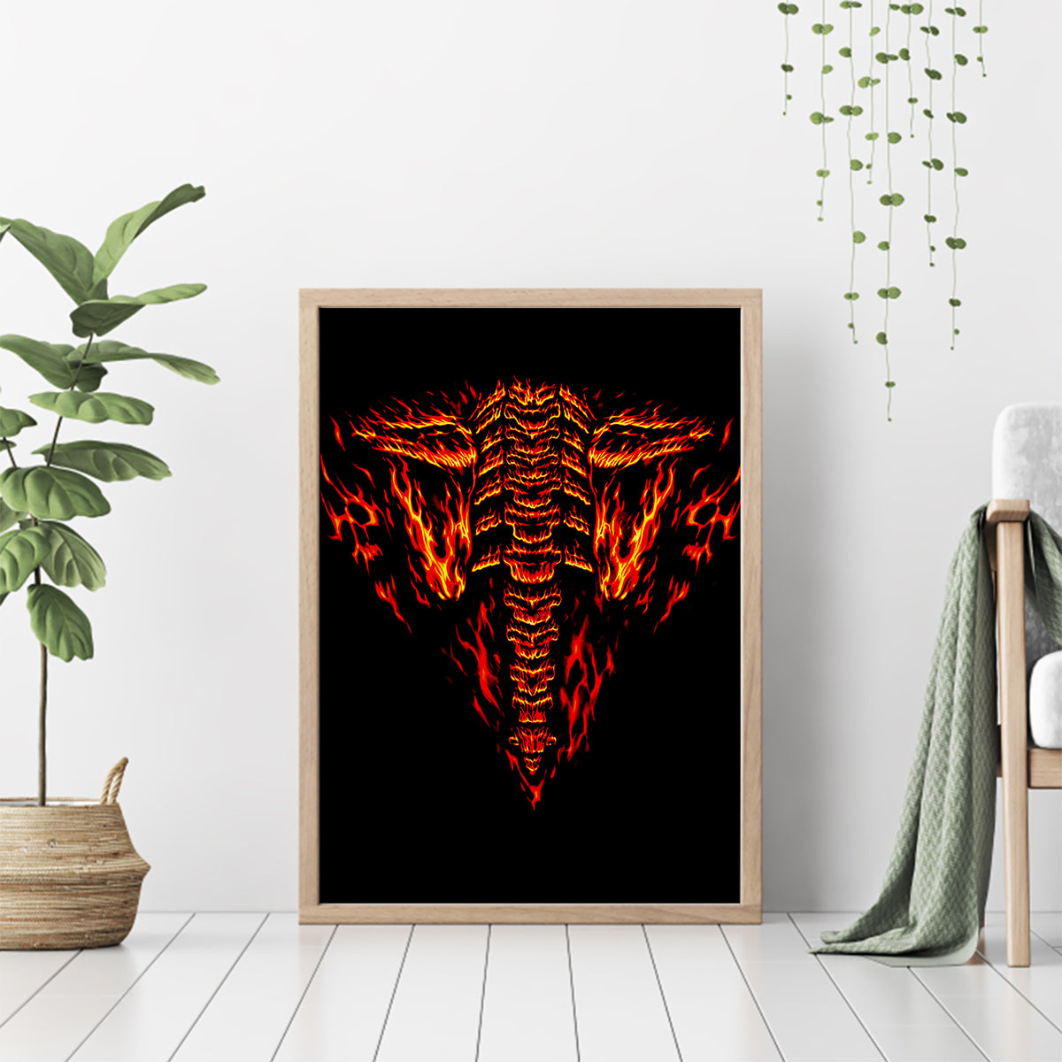 Flame Skull Canvas Wall Art SKull Face Inside Me - Wonder Print Shop