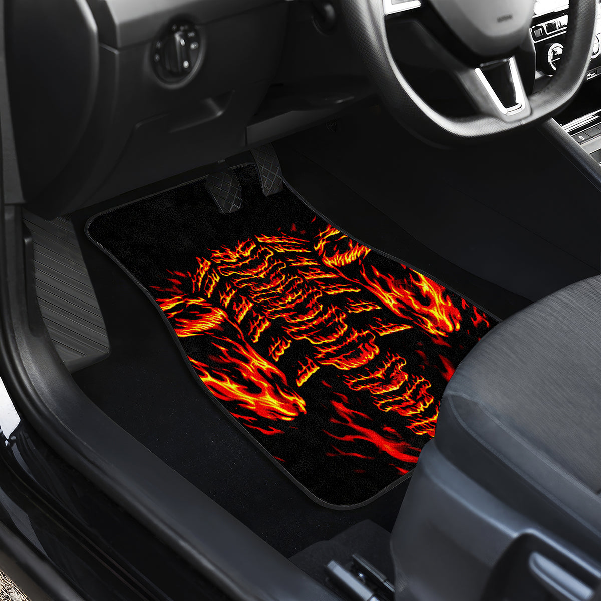 Flame Skull Car Mats SKull Face Inside Me - Wonder Print Shop