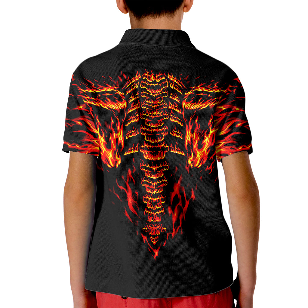 Flame Skull Kid Polo Shirt SKull Face Inside Me - Wonder Print Shop