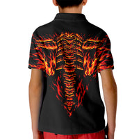Flame Skull Kid Polo Shirt SKull Face Inside Me - Wonder Print Shop