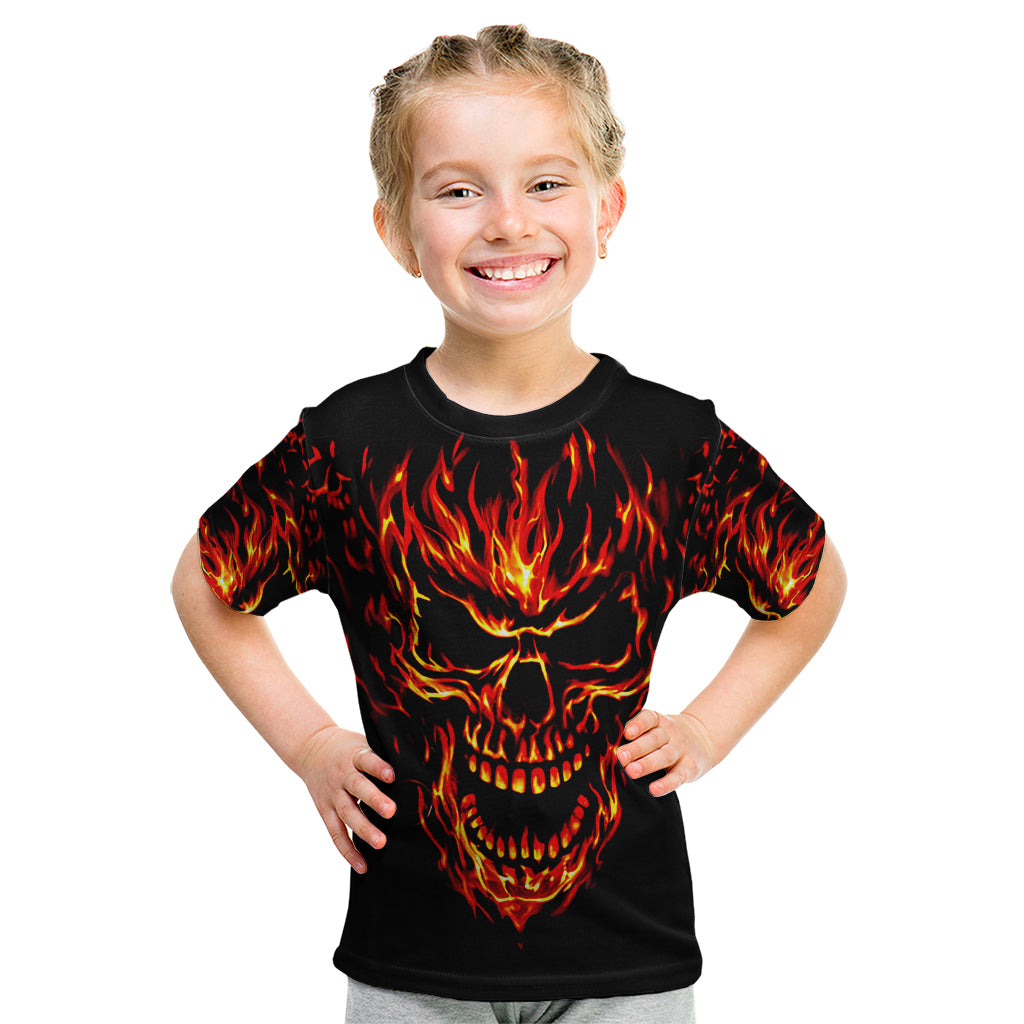 Flame Skull Kid T Shirt SKull Face Inside Me - Wonder Print Shop