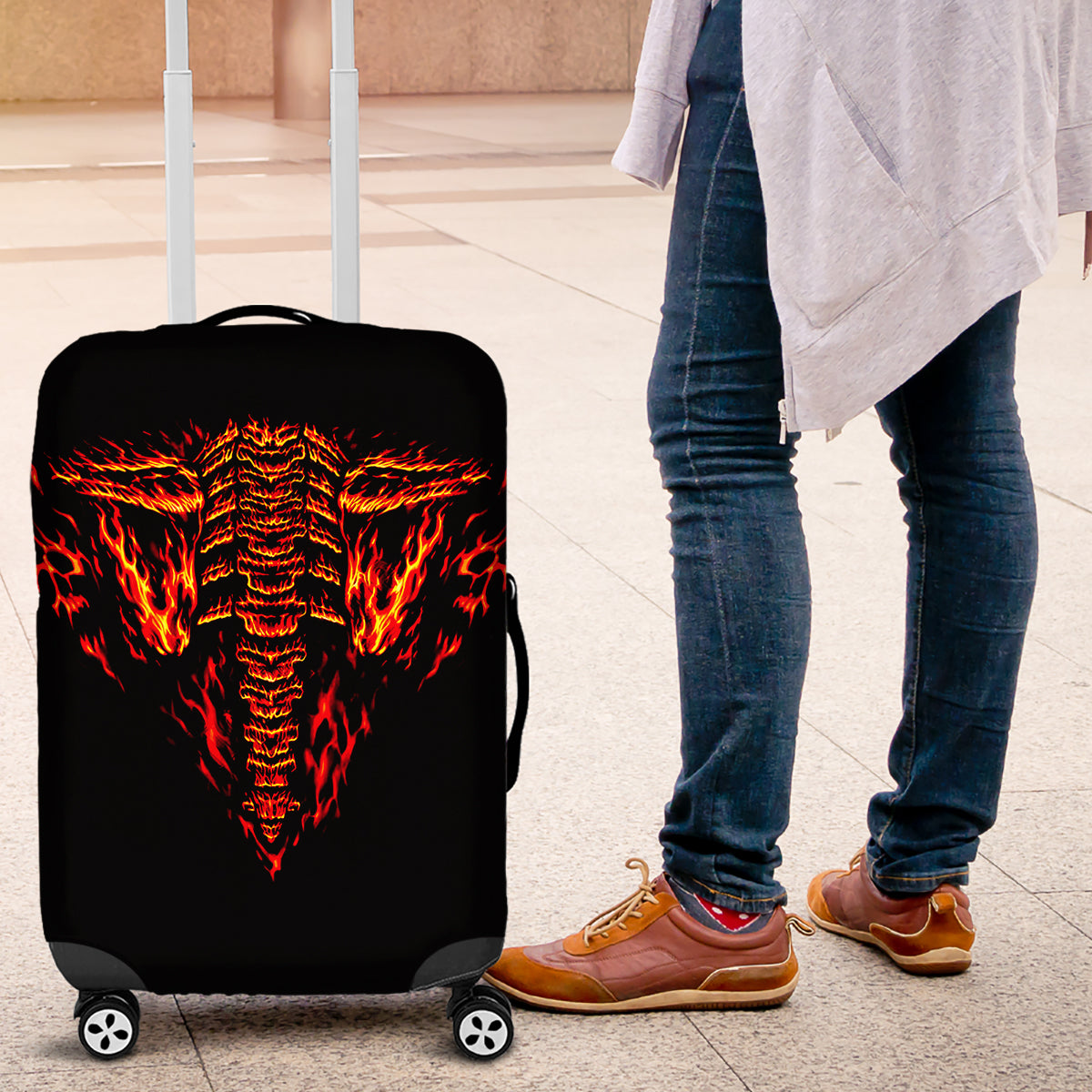 Flame Skull Luggage Cover SKull Face Inside Me - Wonder Print Shop